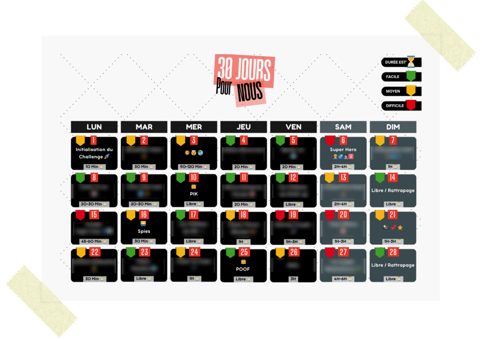 Calendrier 30 Jours Pour Nous